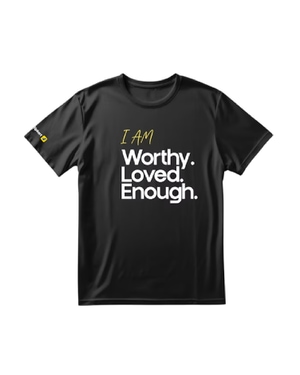 I Am Worthy Round Neck T-shirt - Black